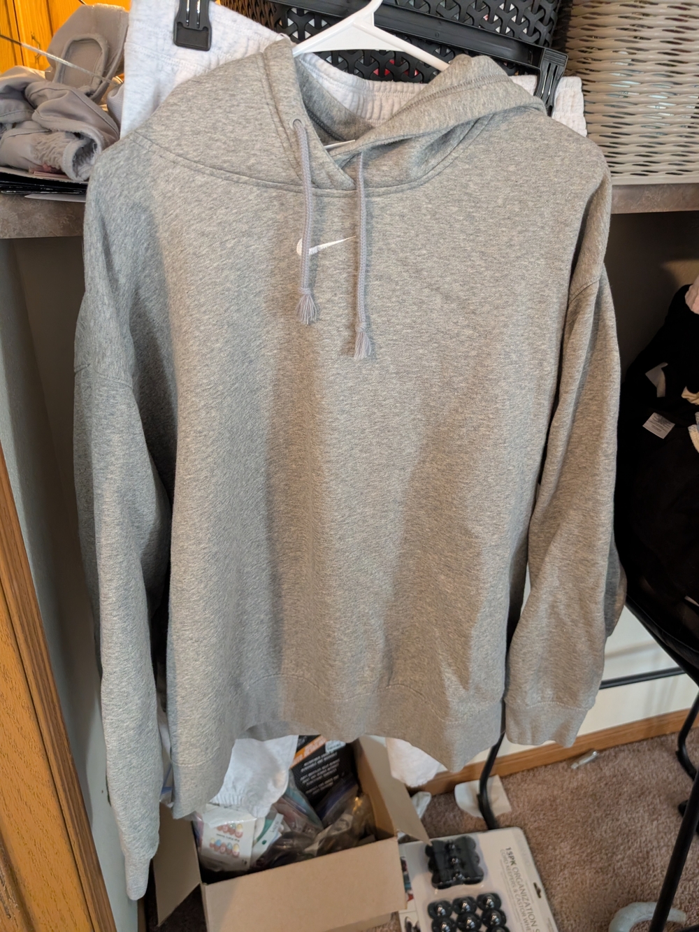 Plus Size Nike Gray Pullover Hoodie with Small Swoosh 2X